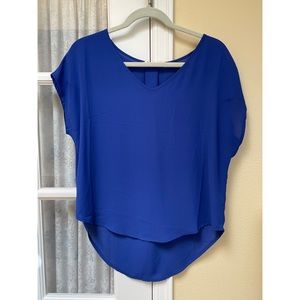Blue Chiffon short-sleeve blouse
